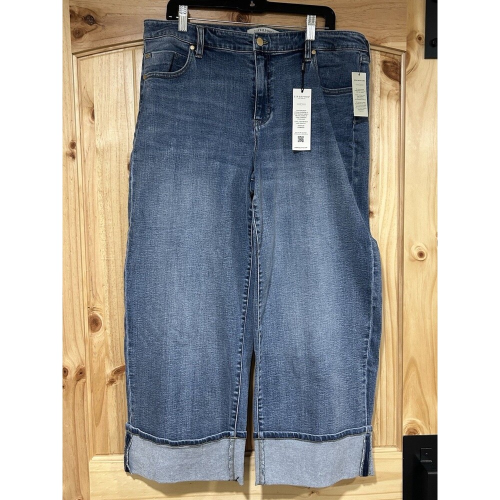 Liverpool Los Angeles Eco Morgan Women’s Jeans 16/33 Cuffed Wide Leg NWT